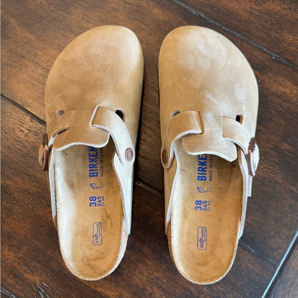 Birkenstock Soft Footbed Boston Clogs in Tobacco Brown Oiled Leather 38 Regular
